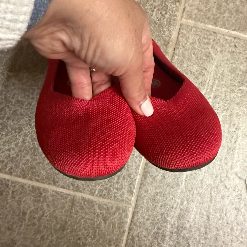 Rothy's Bold Red Flats with Blue Accents - Picture 2 of 5